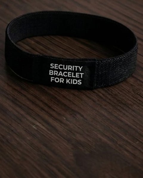Bracelet de sécurité NFC pour enfant, tissu noir